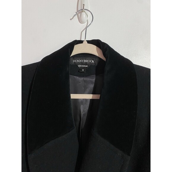 VTG Donny Brook Overcoat 10 Black Wool Velvet Collar Old Money Long Trench Coat - Picture 2 of 11